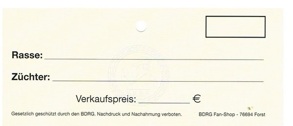 BDRG Käfiganhänger (100 Stück), 5 x 10,5 cm